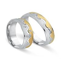 alianzas 18 quilates oro amarillo-blanco 3 diamantes
