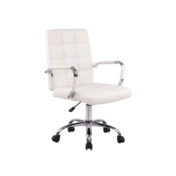 Silla de oficina giratoria regulable en Simil cuero Blanco