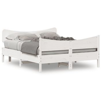 Estructura De Cama Con Cabecero Madera Pino Blanco 140x200 Cm