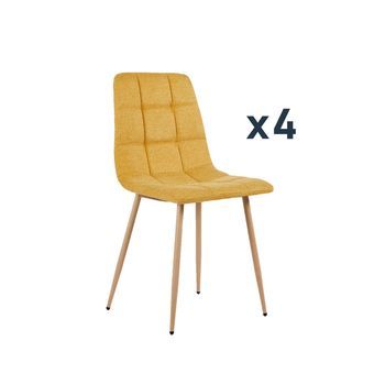 Pack 4 Sillas Tapizadas Mostaza Con Pata Natural Klast Home 43 X 88 Cm - Mostaza