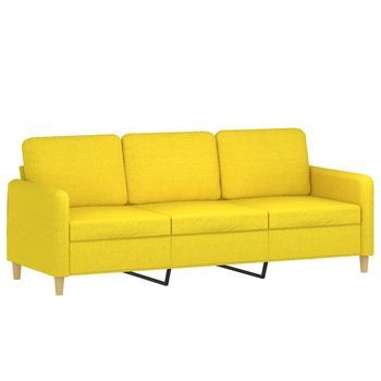 Sofá De 3 Plazas De Tela Amarillo Claro 180 Cm