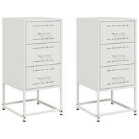 juego de 2 mesitas de noche - mesillas acero blanco 36x39x78 cm mc5665