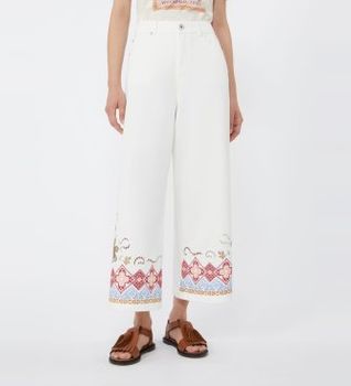 Weekend Max Mara para mujer. 2615131012600 Pantalones Anchos Adunco blanco (38), Casual, Algodón