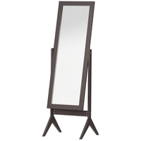 homcom espejo de maquillaje de pie reclinable nordico para dormitorio salon marco de madera 47x46x148 cm marron   aosom espana