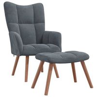 sillon lounge de diseno moderno con reposapies en terciopelo gris oscuro dec026523