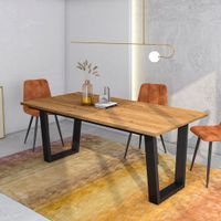 mesa comedor efecto madera roble 194x90x74cm