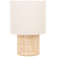 lampara de mesa de ratan y tela beige alt 54 cm
