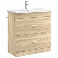 juego de muebles de bano roble sonoma 81 x 40 x 845 cm vidaxl