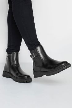 Botines Negros Con Suela Gruesa En Diferentes Anchos