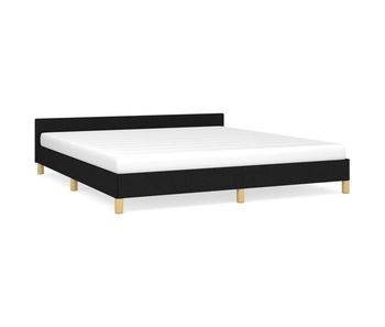 Estructura de cama con cabecero de tela negro 160x200 cm