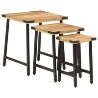 mesa de centro 45x45x50 cm madera maciza de mango con acabado natural y hierro con recubrimiento en polvo negro - marron
