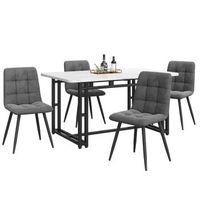 conjunto de mesa y sillas para cocina mesa de comedor negra 140x80cm y 4 sillas diseno moderno tablero mdf y metal gris oscuro y negro