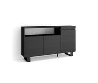 aparador para salon gran capacidad de almacenaje 150x35x87cm 3 puertas diseno industrial estilo moderno negro
