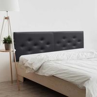 dhome cabecero de polipiel con 3 hileras intercaladas de botones cabezal tapizado cama lujo negro 190cm 2 piezas