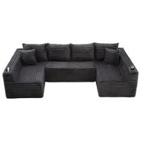 sofa en u de pana gris oscuro   aosom espana