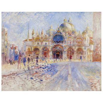 Legendarte - Cuadro Lienzo, Impresión Digital - La Plaza San Marcos, Venecia - Pierre Auguste Renoir - Decoración Pared Cm. 60x75