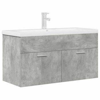 Mueble De Baño Con Lavabo Incorporado Y Grifo Gris Hormigón Vidaxl