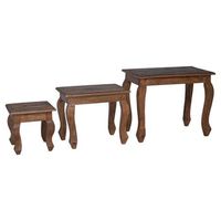 mesa nido 3 piezas marron madera maciza de caoba