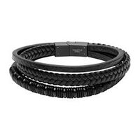 pulsera de tres vueltas de policuero negra grabable