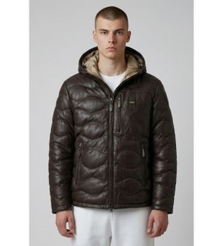 Blauer para hombre. 25WBLUL01314 Abrigo Drohan de piel Wave-Pattern marrón (S), Casual