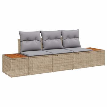 Conjunto De Sofá De Jardín 3 Piezas | Mueble De Jardín Beige Ratán Sintético