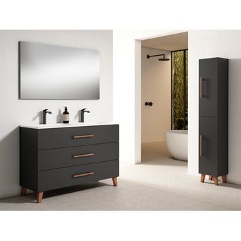 Mueble Fusta 120 Cm 3c 2s, Antracita Mate. Pack Mueble + Lavabo.