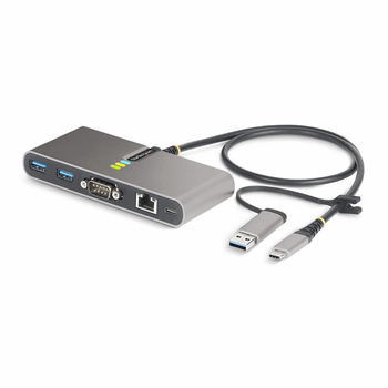 Hub USB-C/USB-A de 2 Puertos con Red RJ45 y Serie DB9 RS232