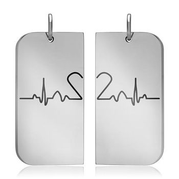 Colgante para pareja heartbeat acero inoxidable