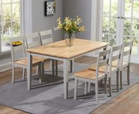 chiltern 150cm oak  grey painted dining table set with chairs - oak and grey 4 chairs