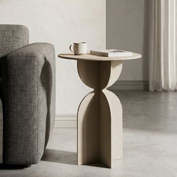 Mesa de centro de metal color crema cm ø 45x58