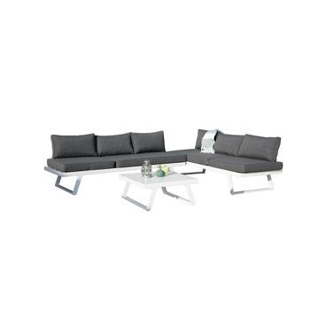 Set De Jardin Modelo Valencia Aluminio Blanco, Cojines Gris