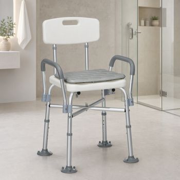 Silla De Ducha De Aluminio Hdpe Homcom 53,5x52x80-90 Cm Gris