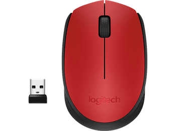 Ratón inalámbrico - Logitech M171, 1000 ppp, Ambidiestro, USB, Windows-Mac, 12 meses de pila, Rojo