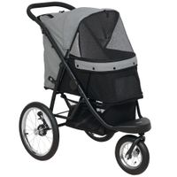 pawhut carrito para perros y gatos plegable hasta 10 kg cochecito para perros pequenos de 3 ruedas grandes de goma gris