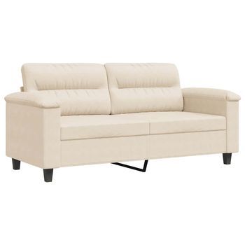 Sofá De 2 Plazas De Tela De Microfibra Beige 140 Cm