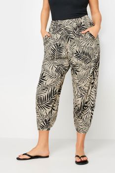 Yours Pantalones Bombachos Capri Beige De Hojas, Mujer Curvy Y Tallas Grandes, Yours