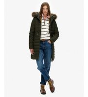 superdry para mujer w5011999a abrigo fuji faux verde oscuro s casual poliester