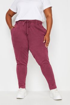 Yours Joggers De Algodón Granate, Mujer Curvy Y Tallas Grandes, Yours