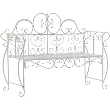 Banco De Jardin Minna Metal Blanco Antiguo 46x128x94 Cm Clp