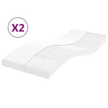 Colchones De Espuma 2 Uds 7 Zonas Dureza 20ild Blanco 80x200 Cm Vidaxl