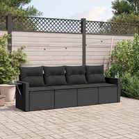 conjunto de sofas jardin 4 uds  mueble jardin mesa y sillas con cojines ratan sintetico negro cfw262503