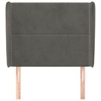 cabecero cama mueble de dormitorio con orejas de terciopelo oscuro 93 x 23 x 118128 cm gris m020003964
