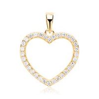 colgante de plata 925 chapado en oro corazon circonita