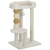 pawhut arbol para gatos altura 76 cm con revestimiento de borreguillo plataformas bola colgante y poste de yute beige
