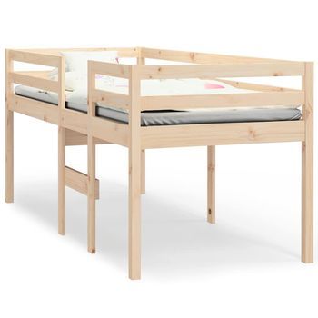 Cama Alta Madera Maciza De Pino 75x190 Cm Vidaxl