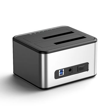 Blueendless HD07A Docking de Disco Duro Externo de Doble Bahía USB3.0 Alta Velocidad para Discos Duros de 2.5/3.5 Pulgad