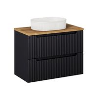 mueble lavabo individual 80cm paneles de melamina y mdf negro y madera