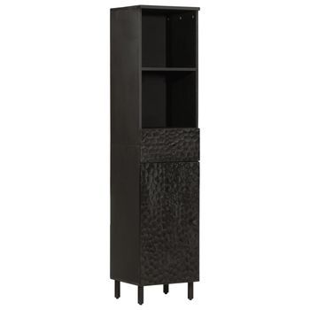 Mueble De Baño De Madera Maciza De Mango Negro 38x33x160 Cm Vidaxl