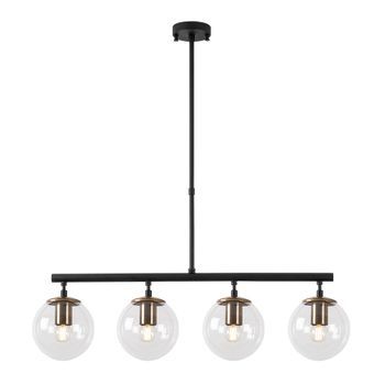 Lámpara De Techo Fazli-10430 Negro Oro Cobrizo Metal Vidrio 70x15x43-87 Cm