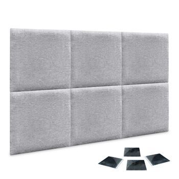 Dhome Juego De 6 Paneles Tapizados De Lana Ecológica Pack Autoadhesivos Para Pared Acústicos Absorbentes Protección (gris Claro, 50x50cm, X6)